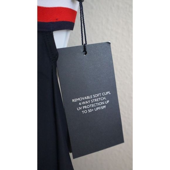 Tommy Hilfiger TZ2MS745 Sz M Sky Captain Logo Stripe Cross Back 1-Pc Swimsuit$98 - Picture 7 of 10